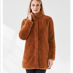 cK Faux Fur *Soft* Camel Brown Coat Jacket NWT L